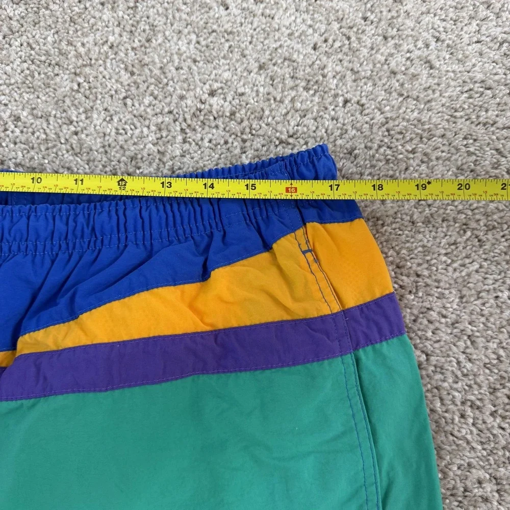 Vintage Colorblock Swim Shorts Mens XL Multicolor Mesh Lined Trunks Beach